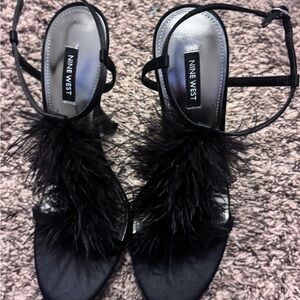 Nine West Black Feathered Women's Sandals